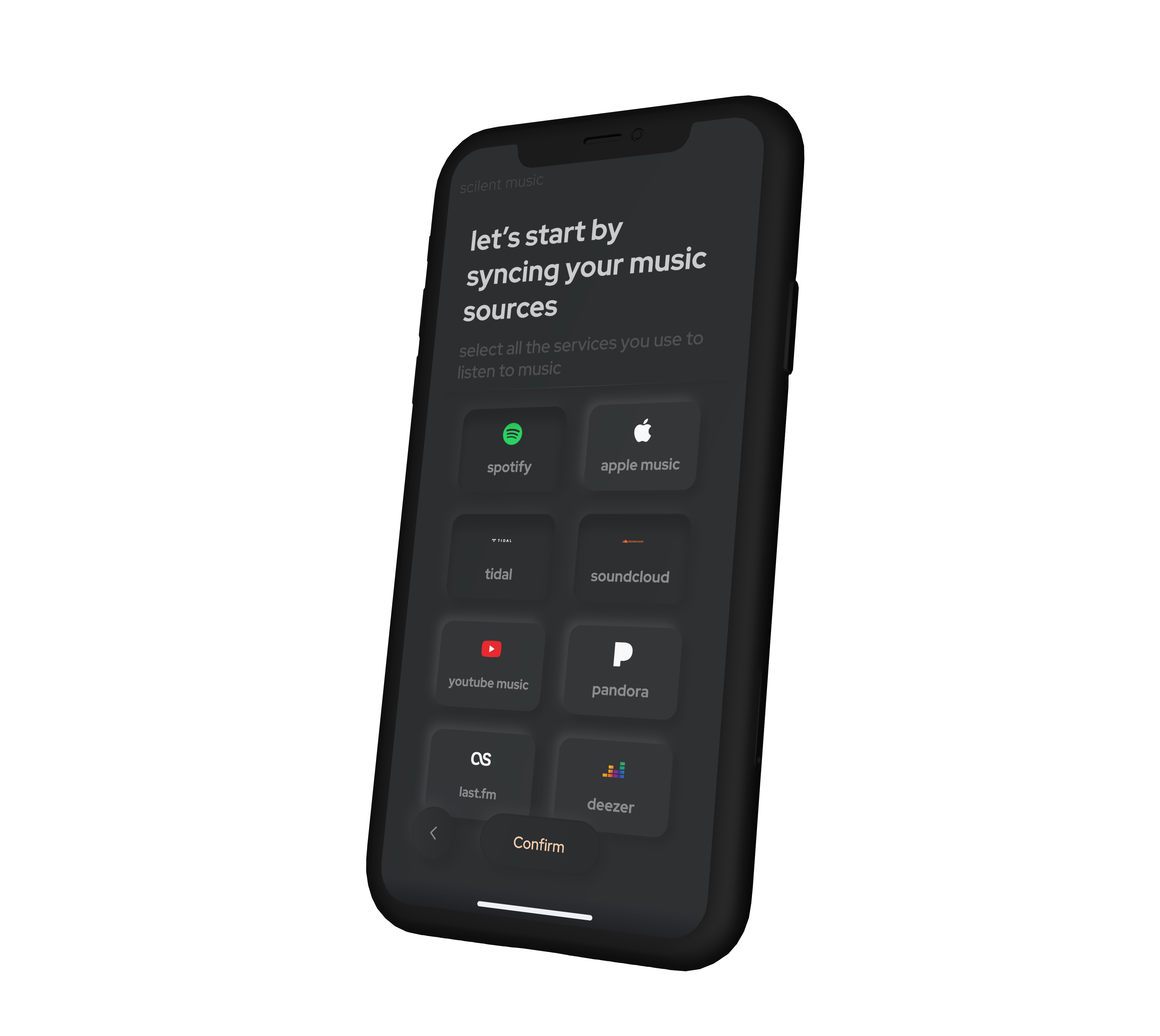 scilent music login mockup
